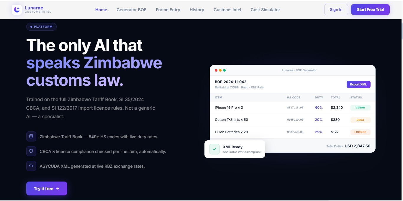 AI-Powered Customs Declarations for Zimbabwe Trade
